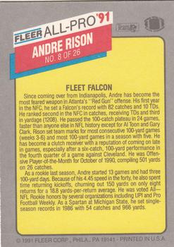 1991 Fleer - All-Pro '91 #8 Andre Rison Back