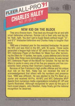 1991 Fleer - All-Pro '91 #21 Charles Haley Back