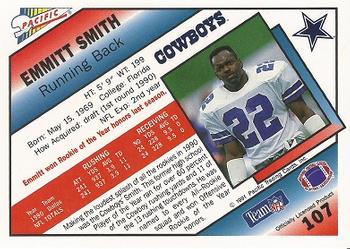 1991 Pacific #107 Emmitt Smith Back