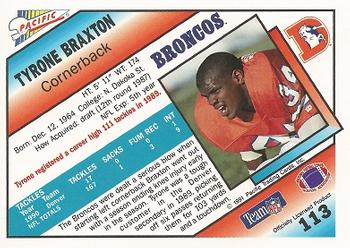 1991 Pacific #113 Tyrone Braxton Back