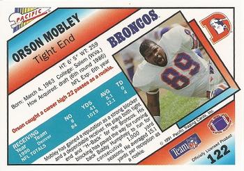 1991 Pacific #122 Orson Mobley Back