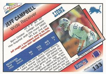 1991 Pacific #133 Jeff Campbell Back