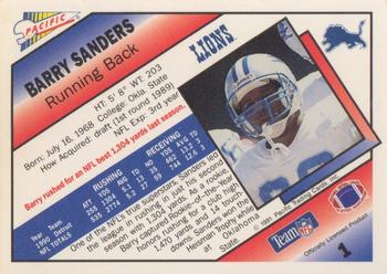 1991 Pacific #1 Barry Sanders Back