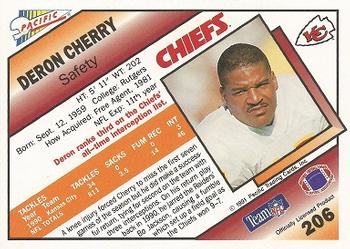 1991 Pacific #206 Deron Cherry Back