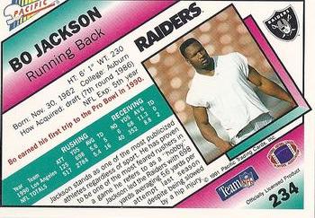 1991 Pacific #234 Bo Jackson Back
