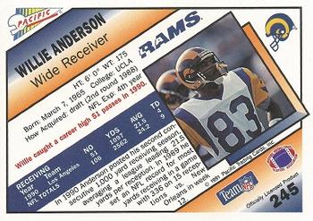 1991 Pacific #245 Willie Anderson Back