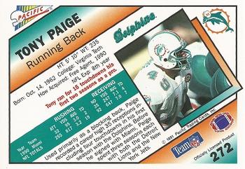 1991 Pacific #272 Tony Paige Back
