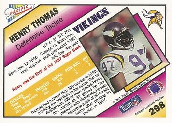 1991 Pacific #298 Henry Thomas Back