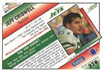 1991 Pacific #378 Jeff Criswell Back