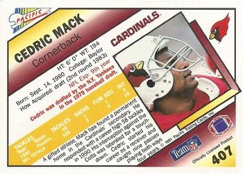 1991 Pacific #407 Cedric Mack Back
