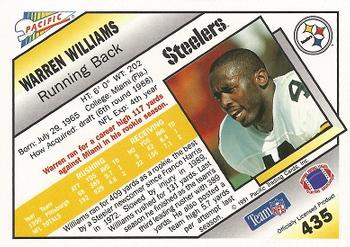 1991 Pacific #435 Warren Williams Back