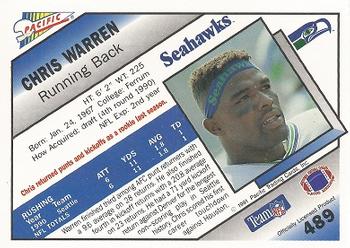 1991 Pacific #489 Chris Warren Back