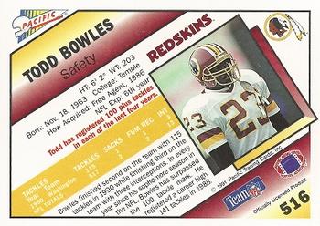 1991 Pacific #516 Todd Bowles Back