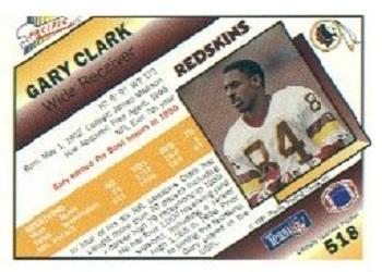 1991 Pacific #518 Gary Clark Back