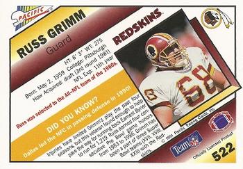 1991 Pacific #522 Russ Grimm Back