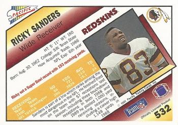 1991 Pacific #532 Ricky Sanders Back