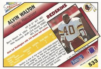 1991 Pacific #533 Alvin Walton Back