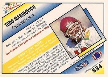 1991 Pacific #534 Todd Marinovich Back