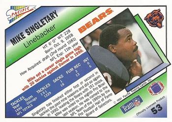 1991 Pacific #53 Mike Singletary Back