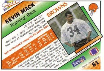 1991 Pacific #81 Kevin Mack Back