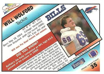 1991 Pacific #35 Will Wolford Back
