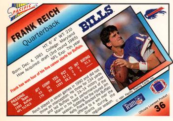 1991 Pacific #36 Frank Reich Back