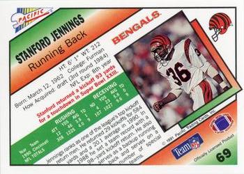 1991 Pacific #69 Stanford Jennings Back