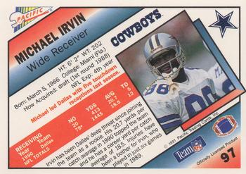 1991 Pacific #97 Michael Irvin Back
