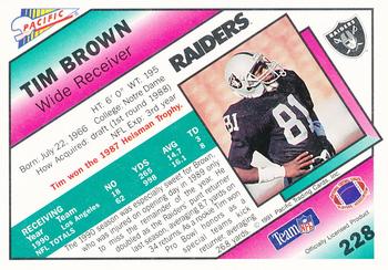 1991 Pacific #228 Tim Brown Back