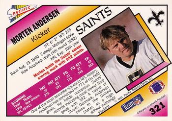 1991 Pacific #321 Morten Andersen Back