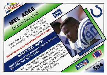 1991 Pacific #594 Mel Agee Back