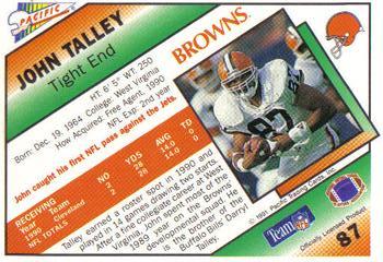 1991 Pacific #87 John Talley Back
