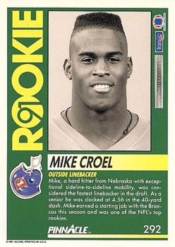 1991 Pinnacle #292 Mike Croel Back