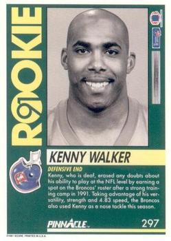 1991 Pinnacle #297 Kenny Walker Back