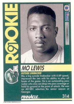 1991 Pinnacle #314 Mo Lewis Back