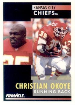 1991 Pinnacle #32 Christian Okoye Front