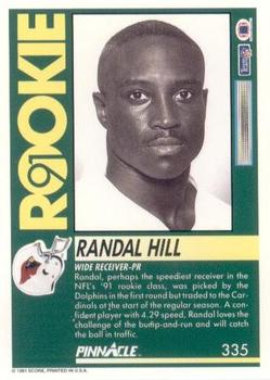 1991 Pinnacle #335 Randal Hill Back
