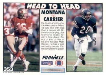 1991 Pinnacle #353 Joe Montana / Mark Carrier Back