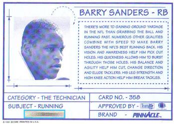1991 Pinnacle #358 Barry Sanders Back