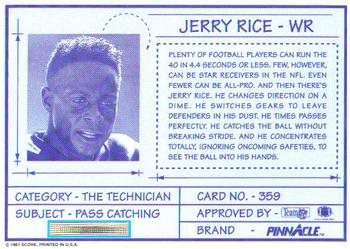 1991 Pinnacle #359 Jerry Rice Back