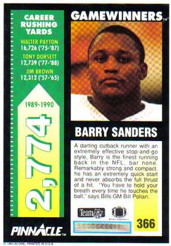1991 Pinnacle #366 Barry Sanders Back
