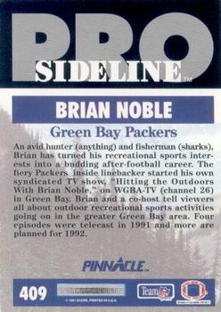 1991 Pinnacle #409 Brian Noble Back