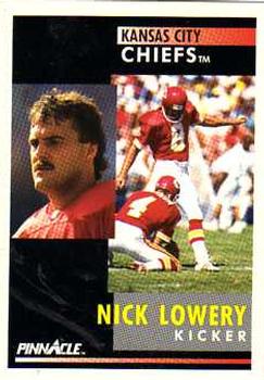 1991 Pinnacle #51 Nick Lowery Front