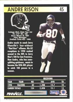 1991 Pinnacle #45 Andre Rison Back
