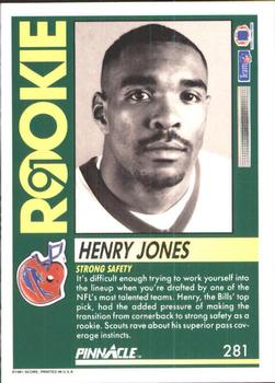 1991 Pinnacle #281 Henry Jones Back