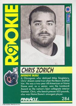 1991 Pinnacle #284 Chris Zorich Back