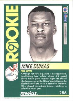 1991 Pinnacle #286 Mike Dumas Back