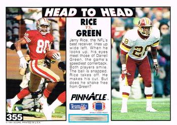 1991 Pinnacle #355 Jerry Rice / Darrell Green Back