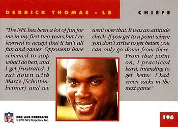 1991 Pro Line Portraits #196 Derrick Thomas Back