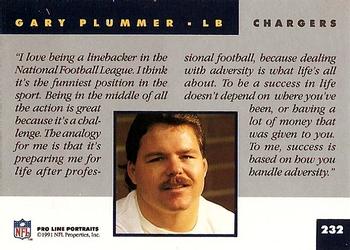 1991 Pro Line Portraits #232 Gary Plummer Back